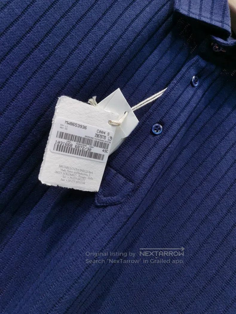 Brunello Cucinelli Brunello Cucinelli Cotton Linen Rib Knit Polo Shirt Size US S / EU 44-46 / 1 - 3 Thumbnail