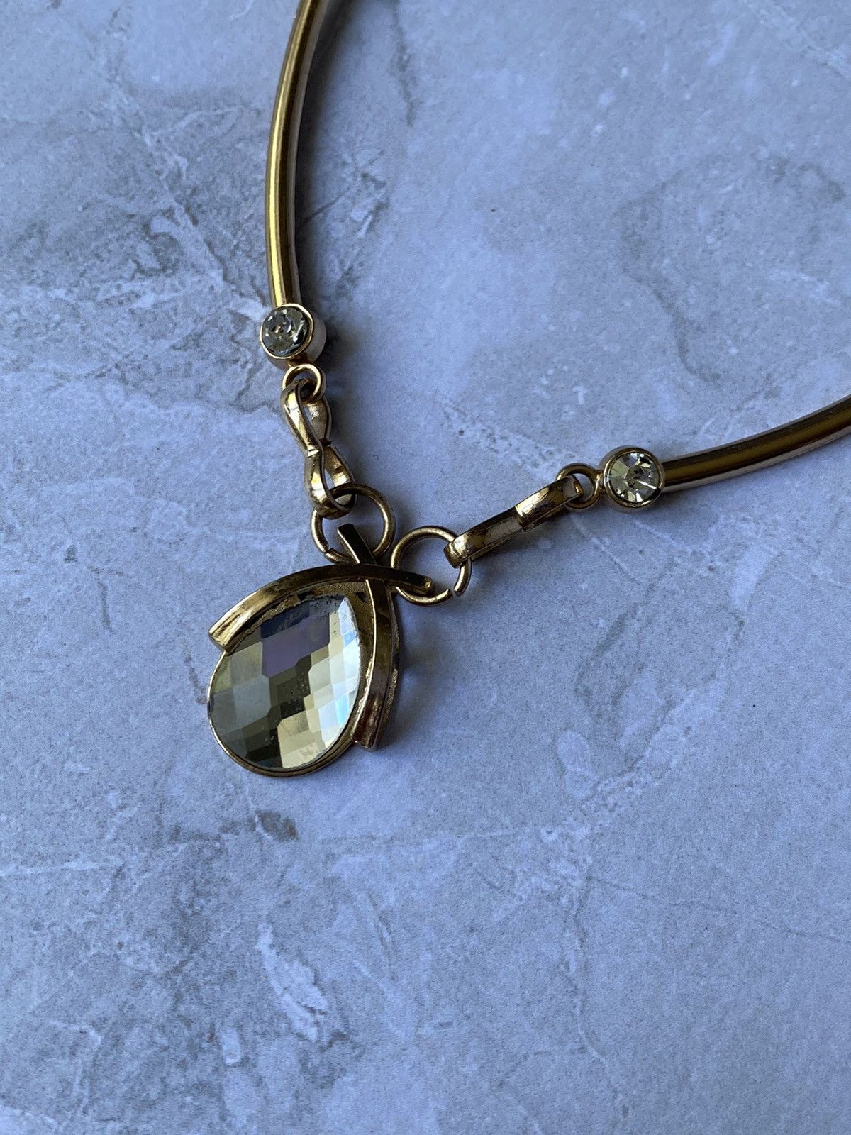 Japanese Brand × Jewelry Vintage Gold Tone Teardrop Crystal Pendant Necklace Size ONE SIZE - 3 Thumbnail