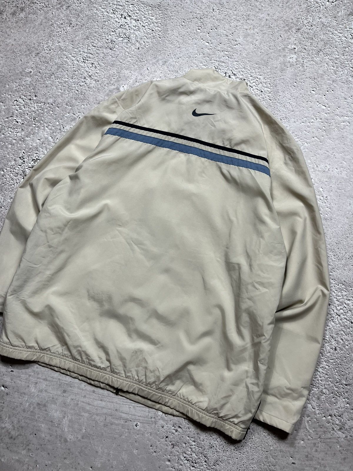 Nike × Vintage Vintage Nike Track Jacket Y2K Beige Navy Zip Up Size L Drill Size US L / EU 52-54 / 3 - 13 Thumbnail