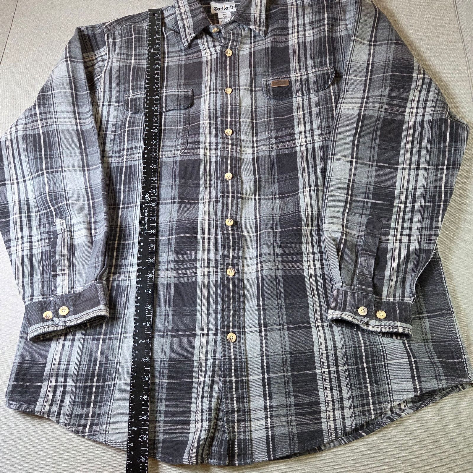 Carhartt Carhartt XL Tall Heavy Plaid Flannel Shirt Gray Size US XL / EU 56 / 4 - 8 Thumbnail