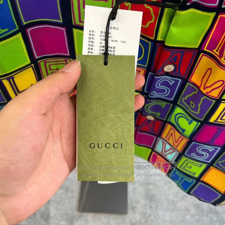 Gucci Gucci Multi-coloured letter plaid full-print twill silk sh Size US S / EU 44-46 / 1 - 5 Thumbnail