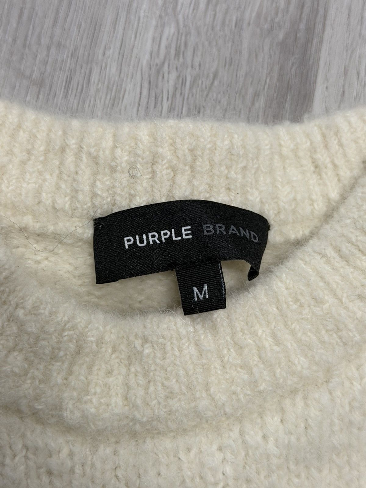 Purple Brand Purple Brand Relaxed Sweater ABCW Whisper White Size US M / EU 48-50 / 2 - 2 Thumbnail