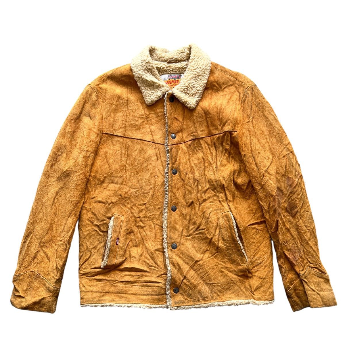 Vintage Sugar Canes Suede Shearling Leather Western Jacket