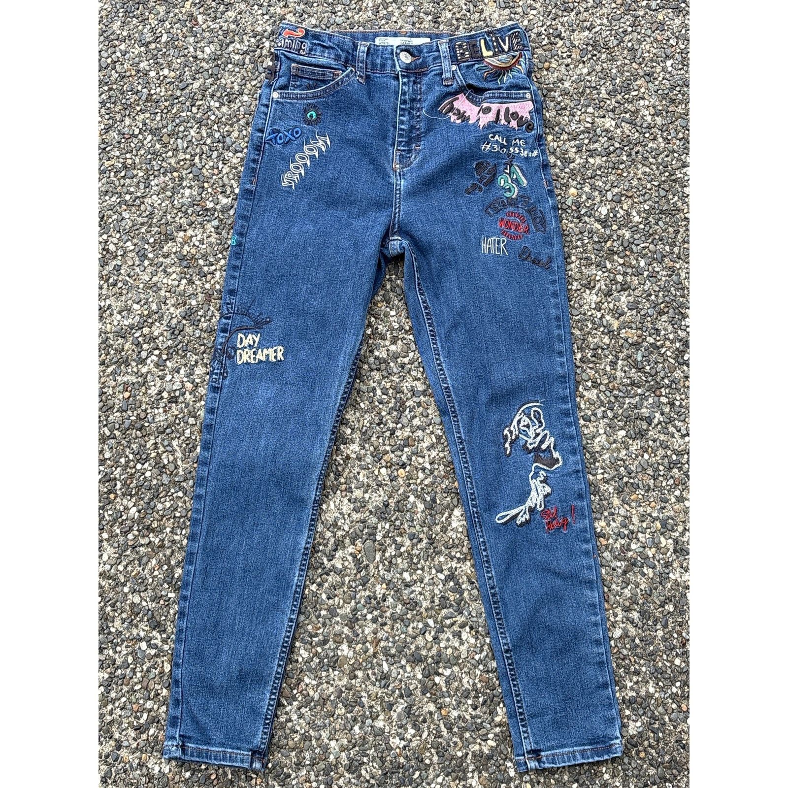 Topshop Topshop Moto Jamie Scribble Skinny Jeans 28" W Grafitti Size 28" / US 6 / IT 42 - 1 Thumbnail