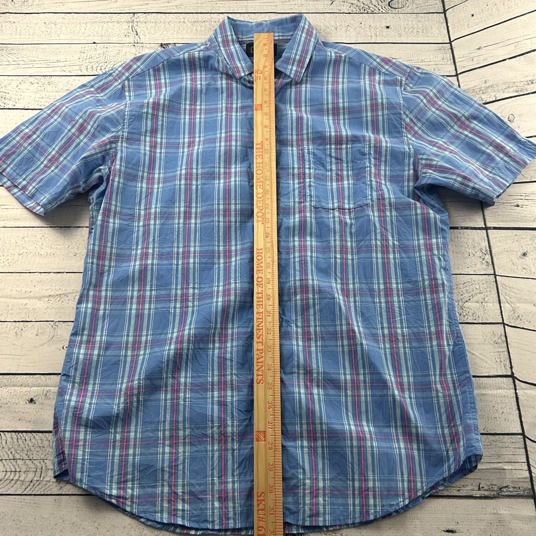 Nat Nast Nat Nast Cotton Short Sleeve Plaid Button Front Shirt XL Blue Mens Shirt Size US XL / EU 56 / 4 - 3 Thumbnail