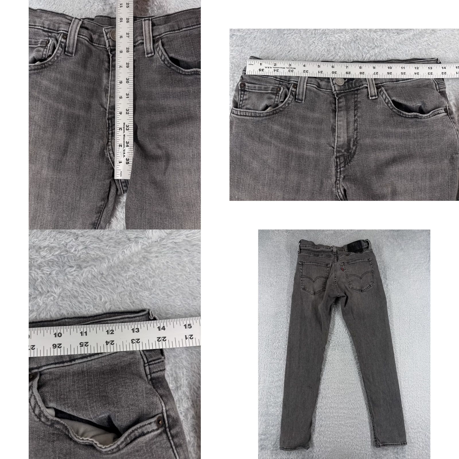 Levi's Levi's 512 Jeans Regular 30 Black Denim Cotton 5-Pocket Distressed Stretch Skinny Vintage No Size US 30 / EU 46 - 9 Thumbnail