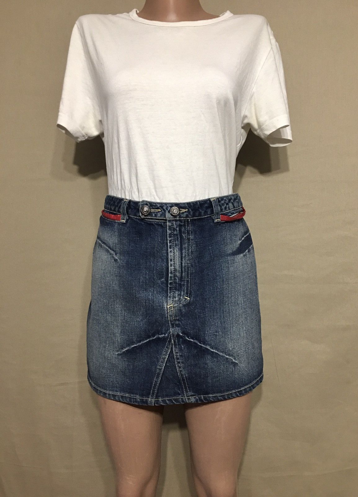 Versace × Versace Jeans Couture VERSACE Jeans Couture Denim Blue Designer Mini Skirt Size 32" / US 10 / IT 46 - 3 Thumbnail
