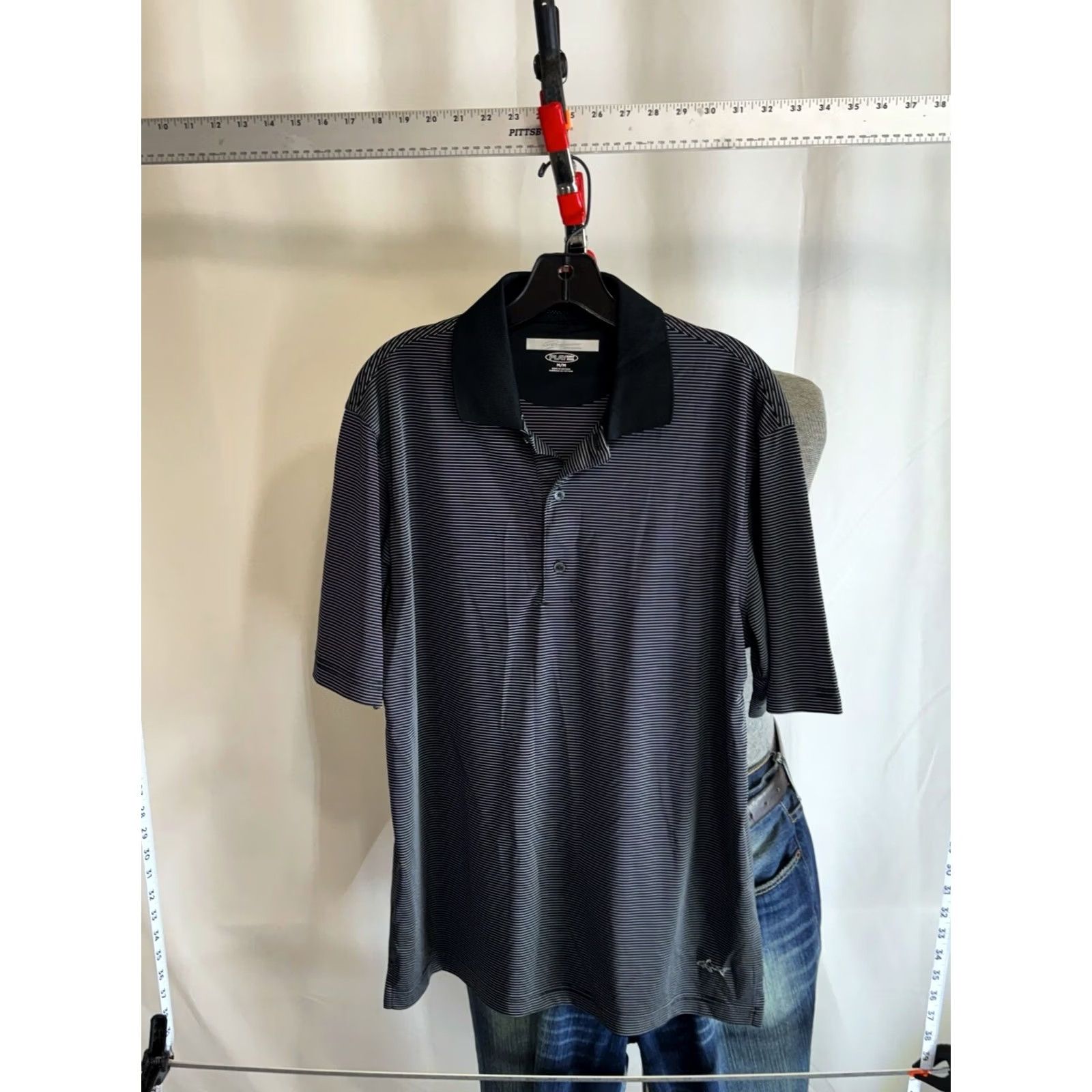 Vintage Greg Norman Polo Shirt Mens M Gray Black Stripe Golf Shirt Medium M Size US M / EU 48-50 / 2 - 2 Thumbnail