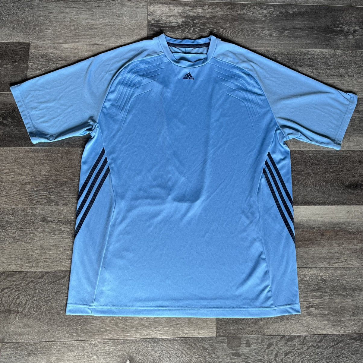 Adidas × Vintage Vintage Y2K Adidas Performance Light Blue Basic Logo Jersey Size US XL / EU 56 / 4 - 1 Thumbnail