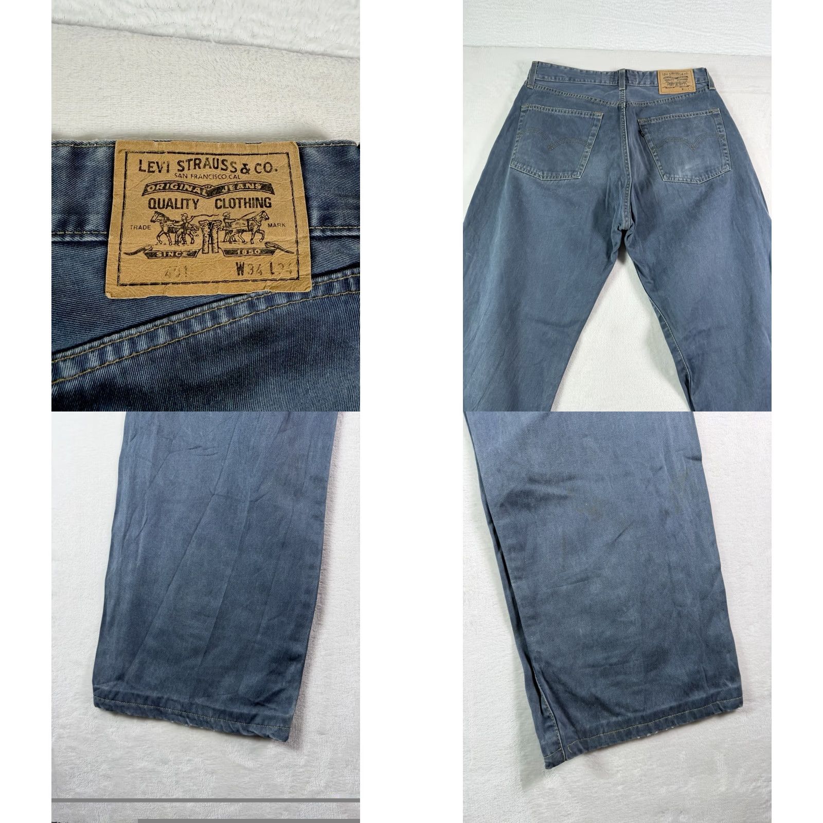 Levi's VINTAGE Levi's 501 34x34 Black Tab Jeans Denim Relaxed Men 90s Grunge Blue 34Inseam Mens Jeans Size US 34 / EU 50 - 9 Thumbnail