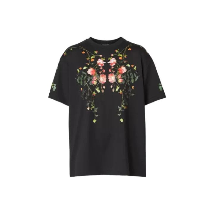 Burberry Black Floral Print Cotton Tee 0079