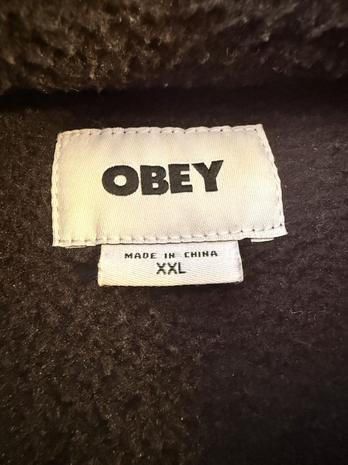 Obey Obey Black Sherpa Quarter Zip Fleece Graphic Pullover Size US XXL / EU 58 / 5 - 3 Thumbnail