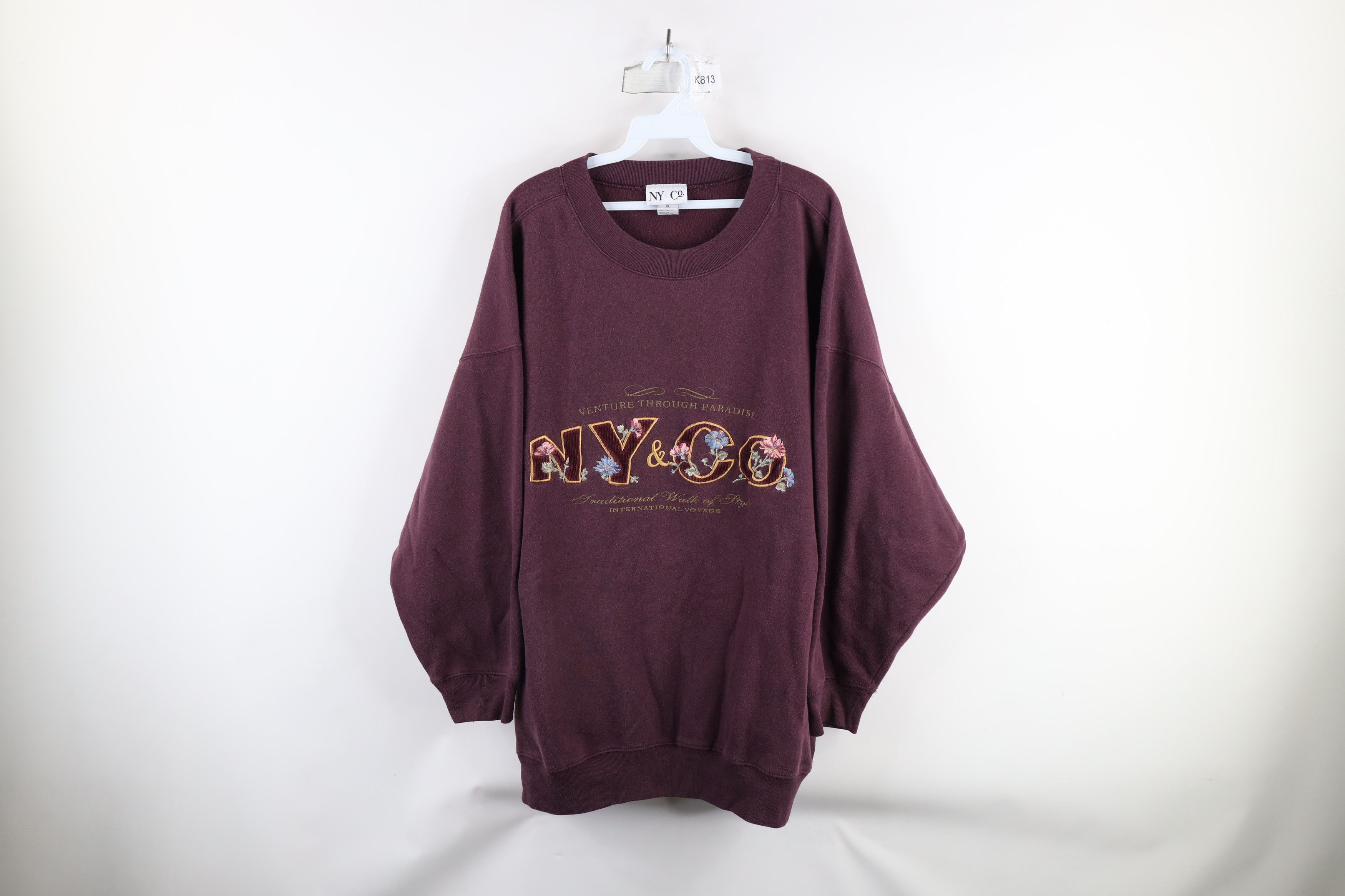 Vintage Vintage 90s Streetwear New York Flower Corduroy Sweatshirt Size XL / US 12-14 / IT 48-50 - 1 Thumbnail