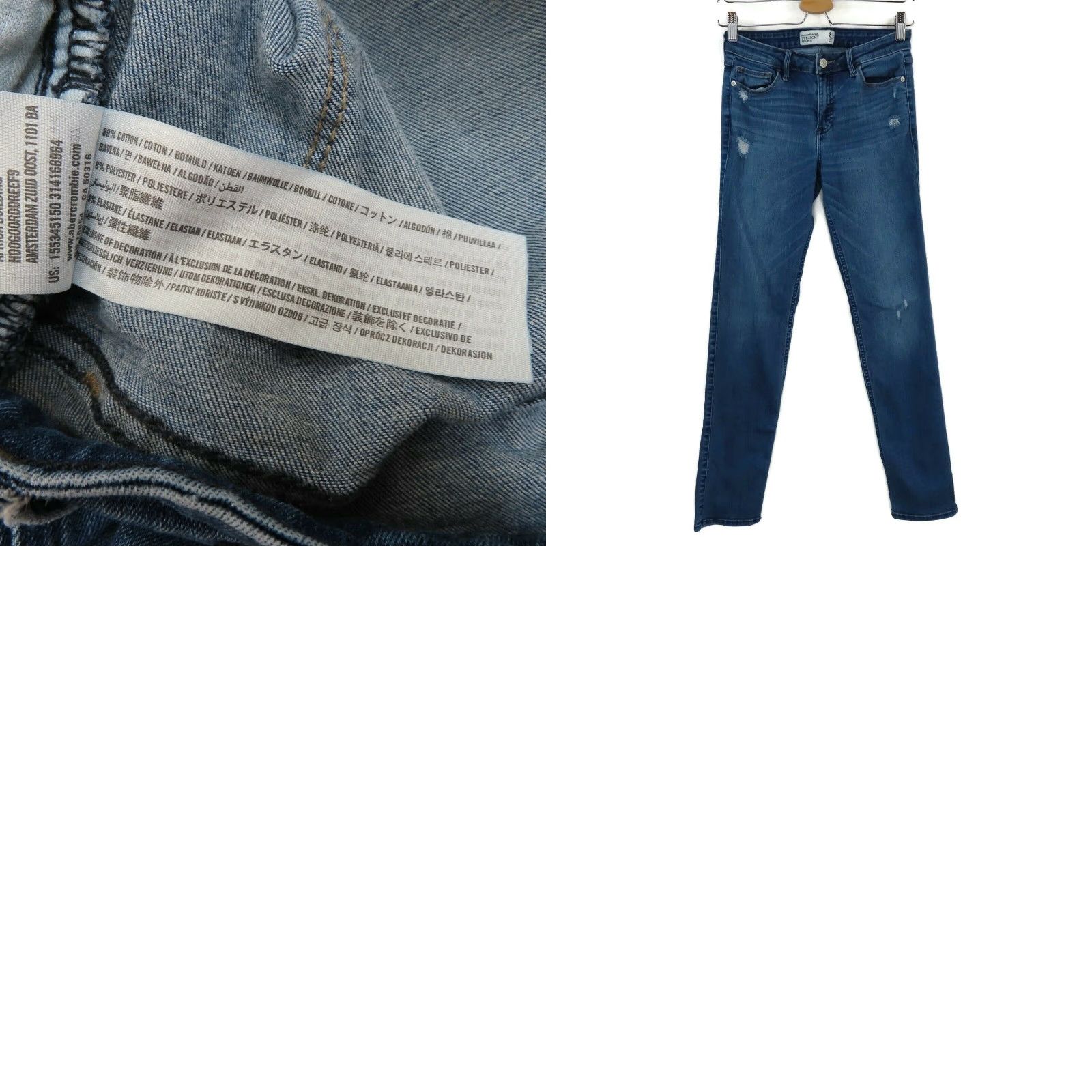 Abercrombie & Fitch Abercrombie & Fitch Womens 8 Regular 8R Straight Mid Rise Distressed Denim Jeans Shirt? Size 30" / US 8 / IT 44 - 8 Thumbnail