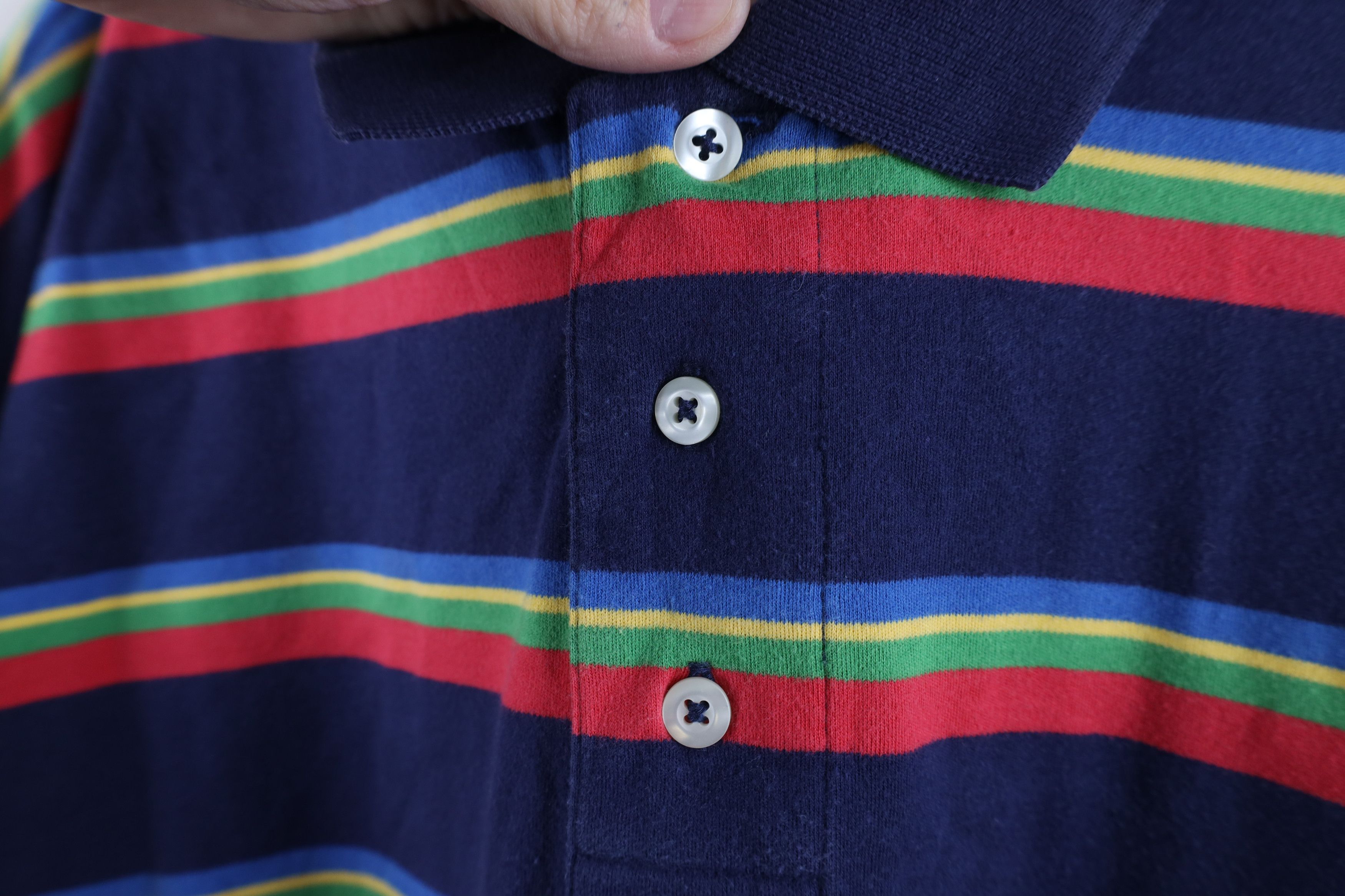 Vintage Vintage 90s Streetwear Rainbow Striped Collared Golf Polo Size US XXL / EU 58 / 5 - 6 Thumbnail