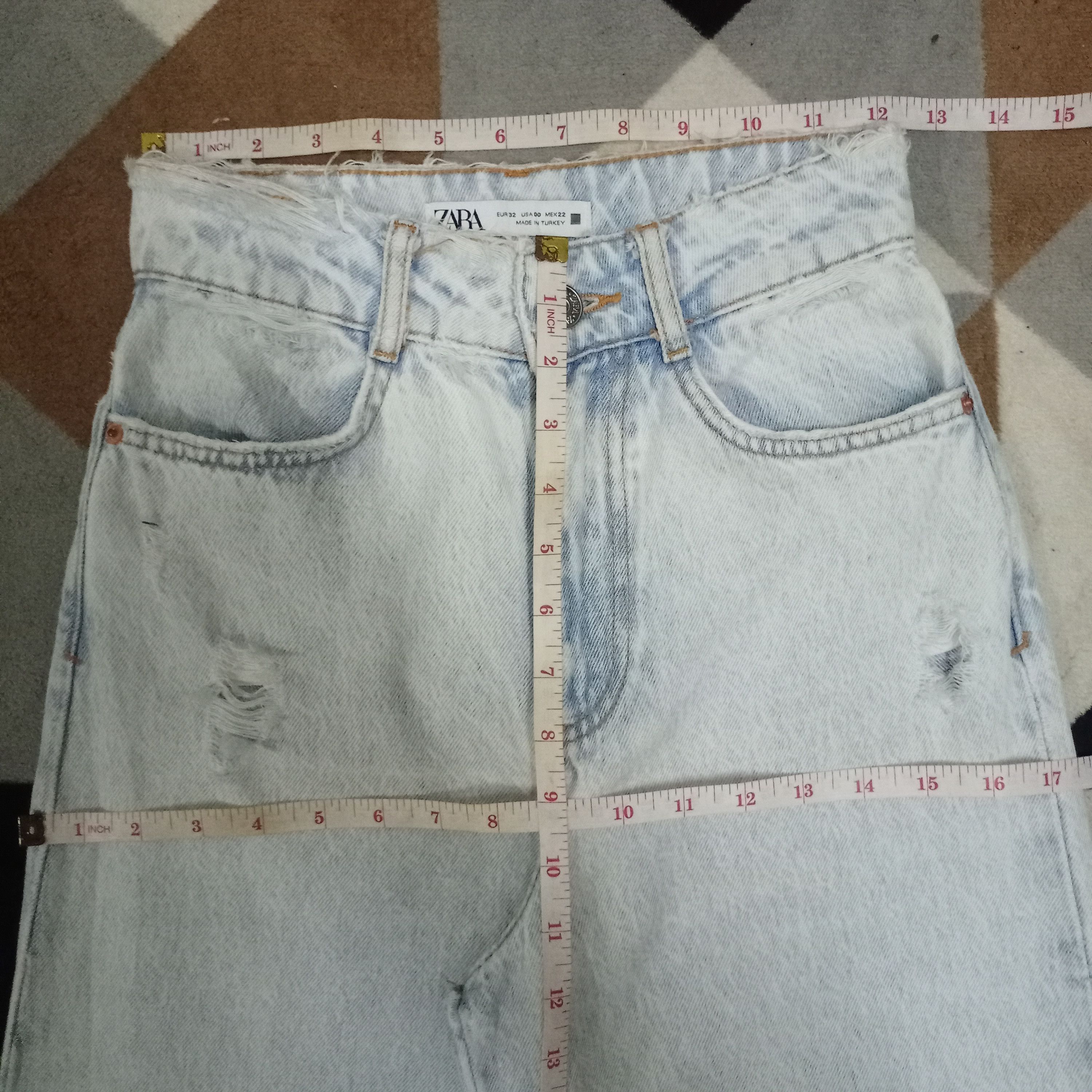 Zara Vintage Zara High Rise Ripped Baggy Flare Jeans Size 25" / US 0 / IT 36 - 7 Thumbnail