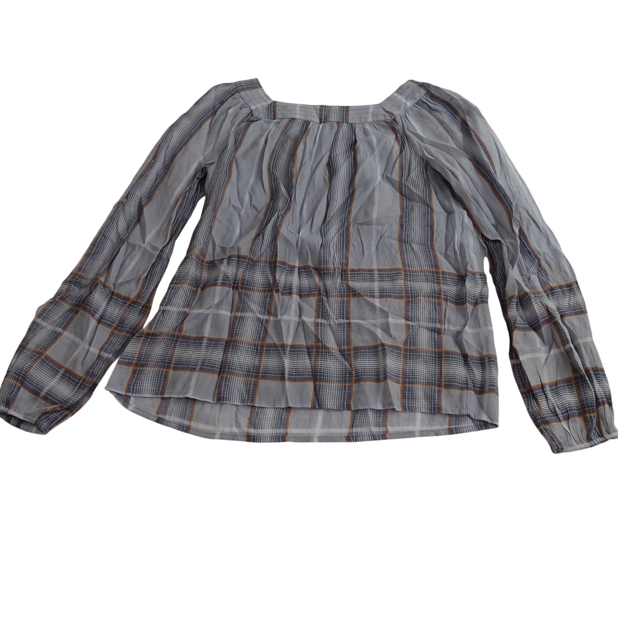Lauren Conrad LC Lauren Conrad Long Sleeve Gray Plaid Babydoll Top Size XS Size XS / US 0-2 / IT 36-38 - 5 Thumbnail