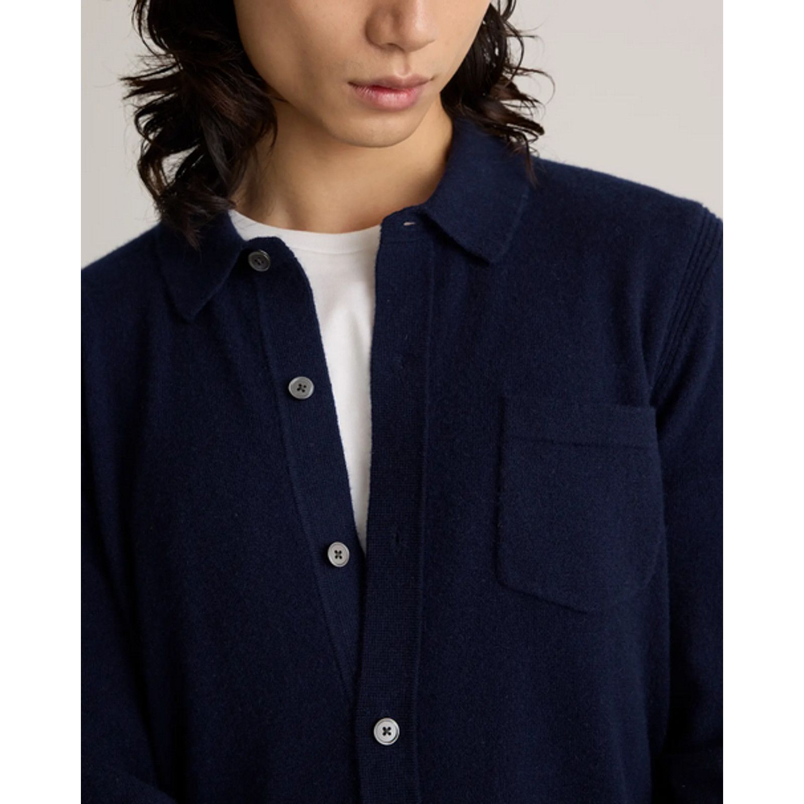 Quince Quince Mongolian Cashmere ButtonDown Sweater Large Navy NWOT Size US L / EU 52-54 / 3 - 2 Thumbnail