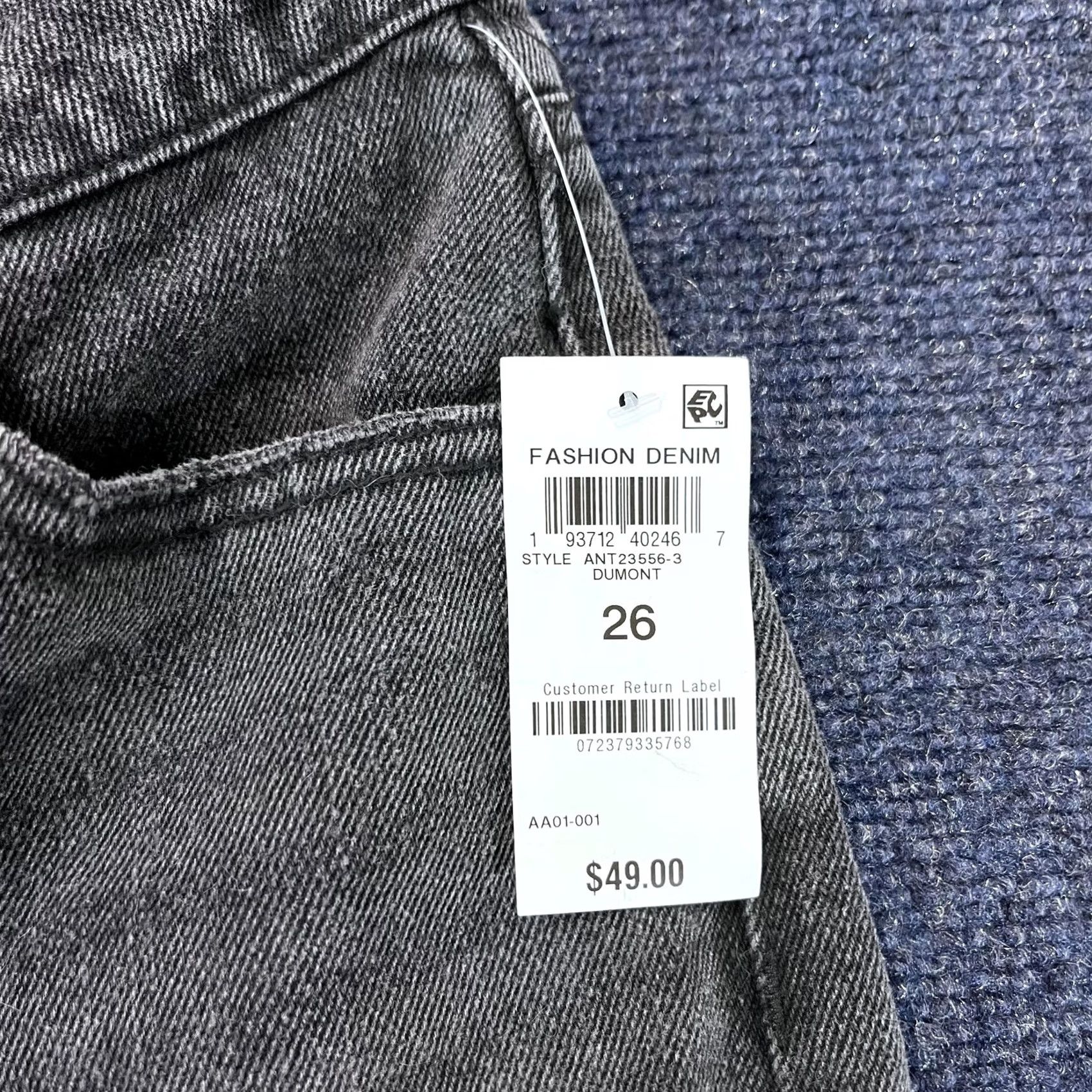 Vintage And Now This Jeans Womens 26 Gray Dumont High Rise Straight Denim Pants Size 26" / US 2 / IT 38 - 2 Thumbnail