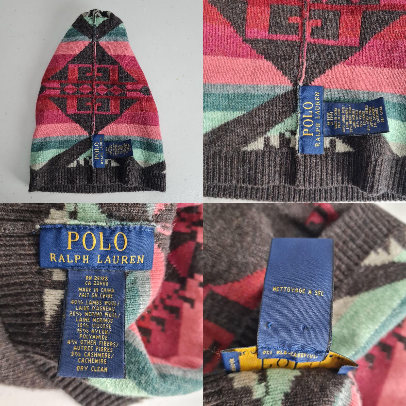 Polo Ralph Lauren Polo Ralph Lauren Beanie Mens One Size Multicolor Aztec Tribal Wool Knit Size US M / EU 48-50 / 2 - 11 Thumbnail
