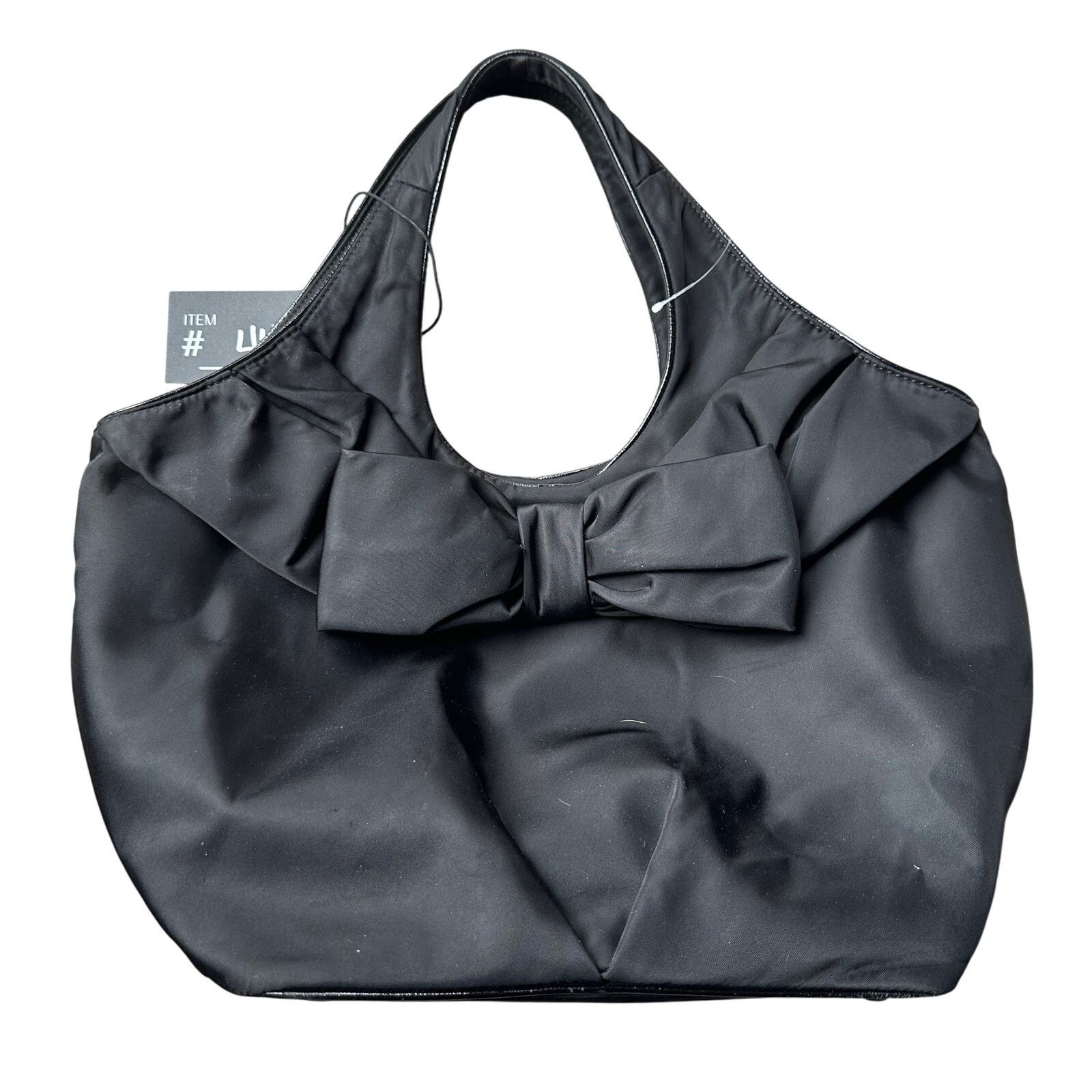 Kate Spade Black Nylon Ribbon Handbag - Polka Dot Interior