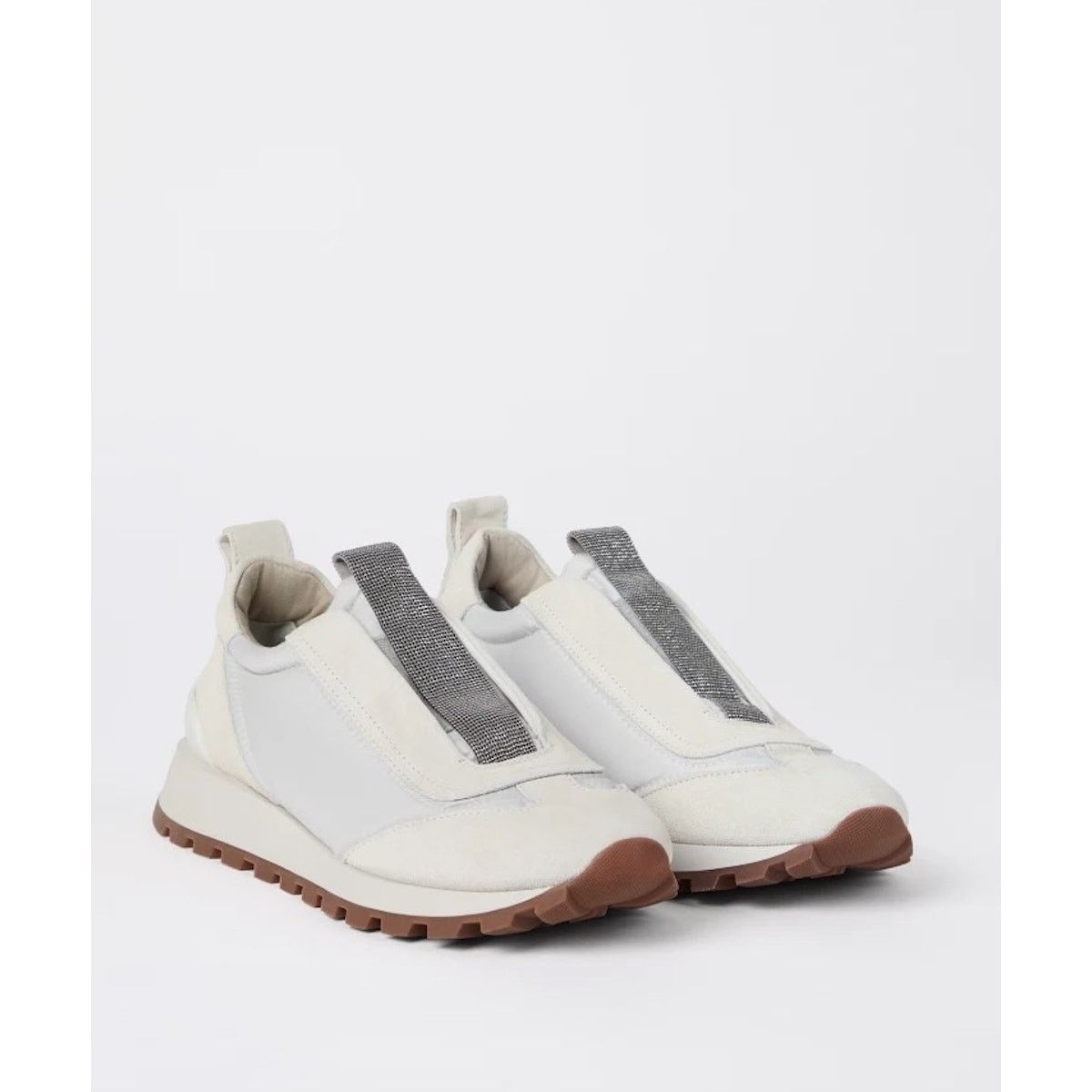 Brunello Cucinelli Brunello Cucinelli Monili Suede Fabric Sneakers White 36 Size US 6 / IT 36 - 2 Thumbnail