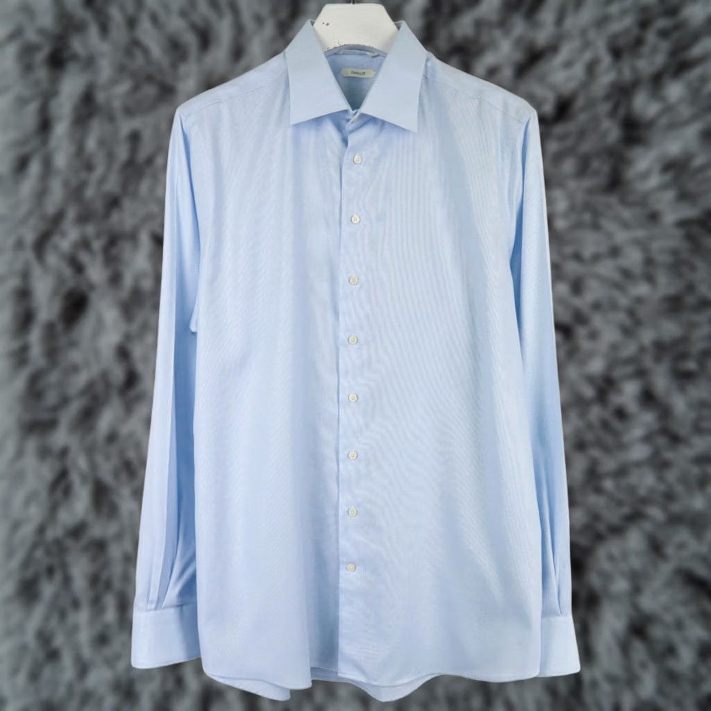 Suitsupply Suitsupply Traveller Slim Fit Formal Shirt Blue Spread Button Up 43L/17L Men’s Dress Shirt Slim 100% Cotton Long Sleeve Shirt Mens Size 46R - 1 Thumbnail