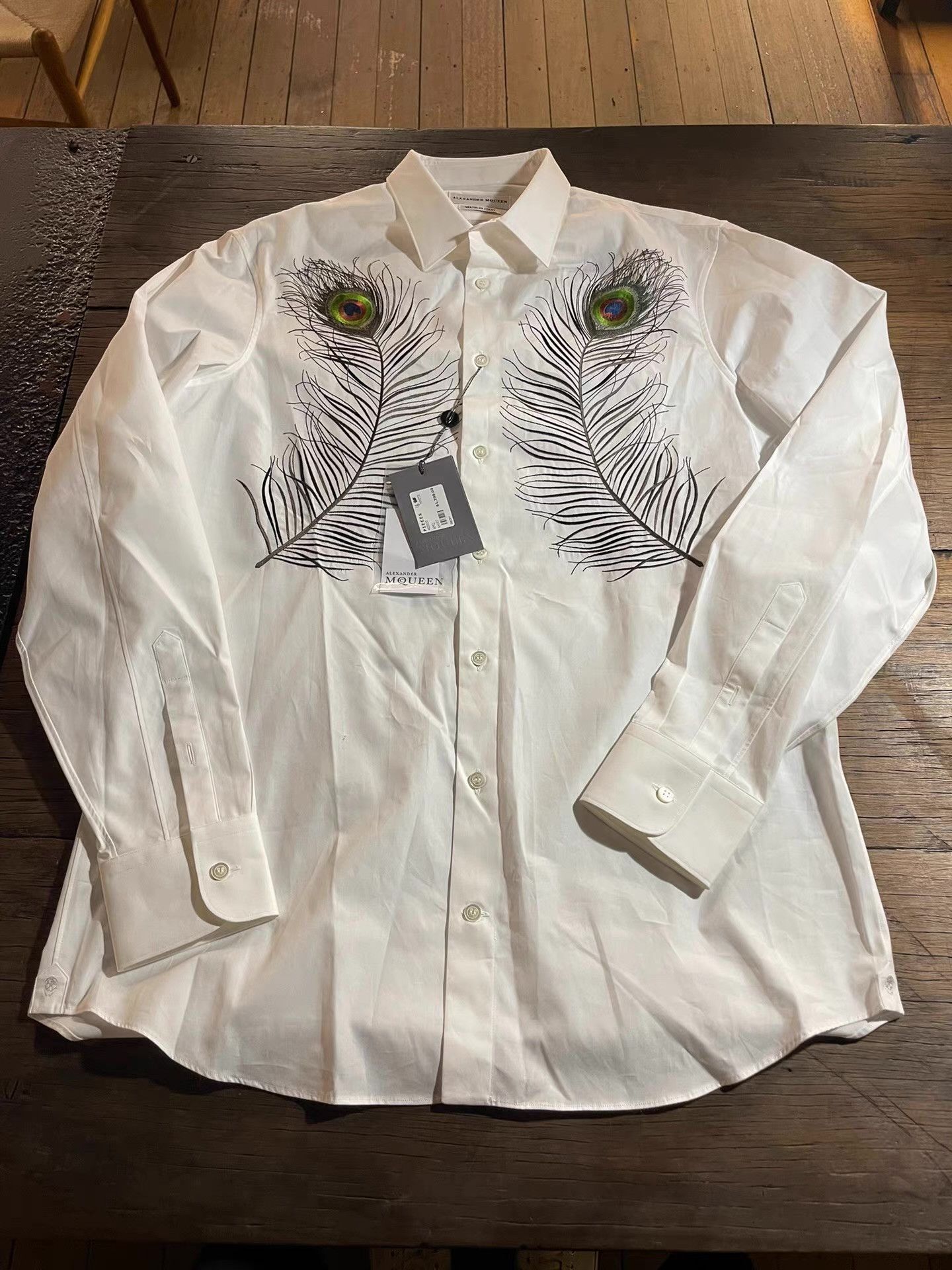 Alexander McQueen 17FW white heavy‑embroidery shirt with Ｑ25