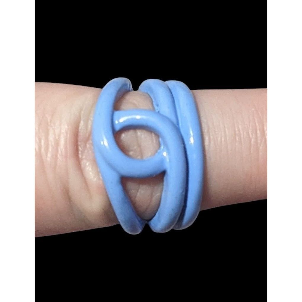 Other Abstract Metal Blue Enamel Coated Fashion Ring Size 8 Size ONE SIZE - 3 Thumbnail