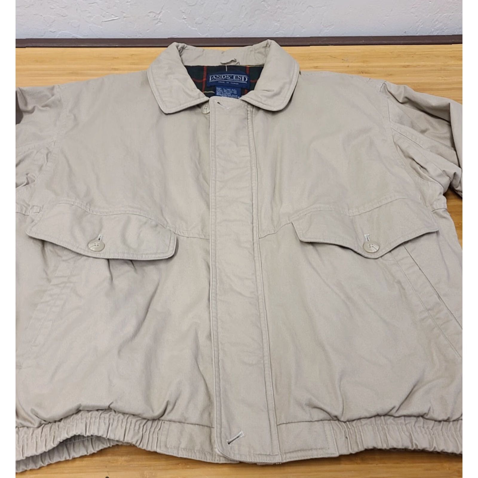 Lands' End Lands' End Jacket Men L Khaki Canvas Lined Overcoat Field Coat Portable Pockets Mid-Length Button Front Size US L / EU 52-54 / 3 - 2 Thumbnail