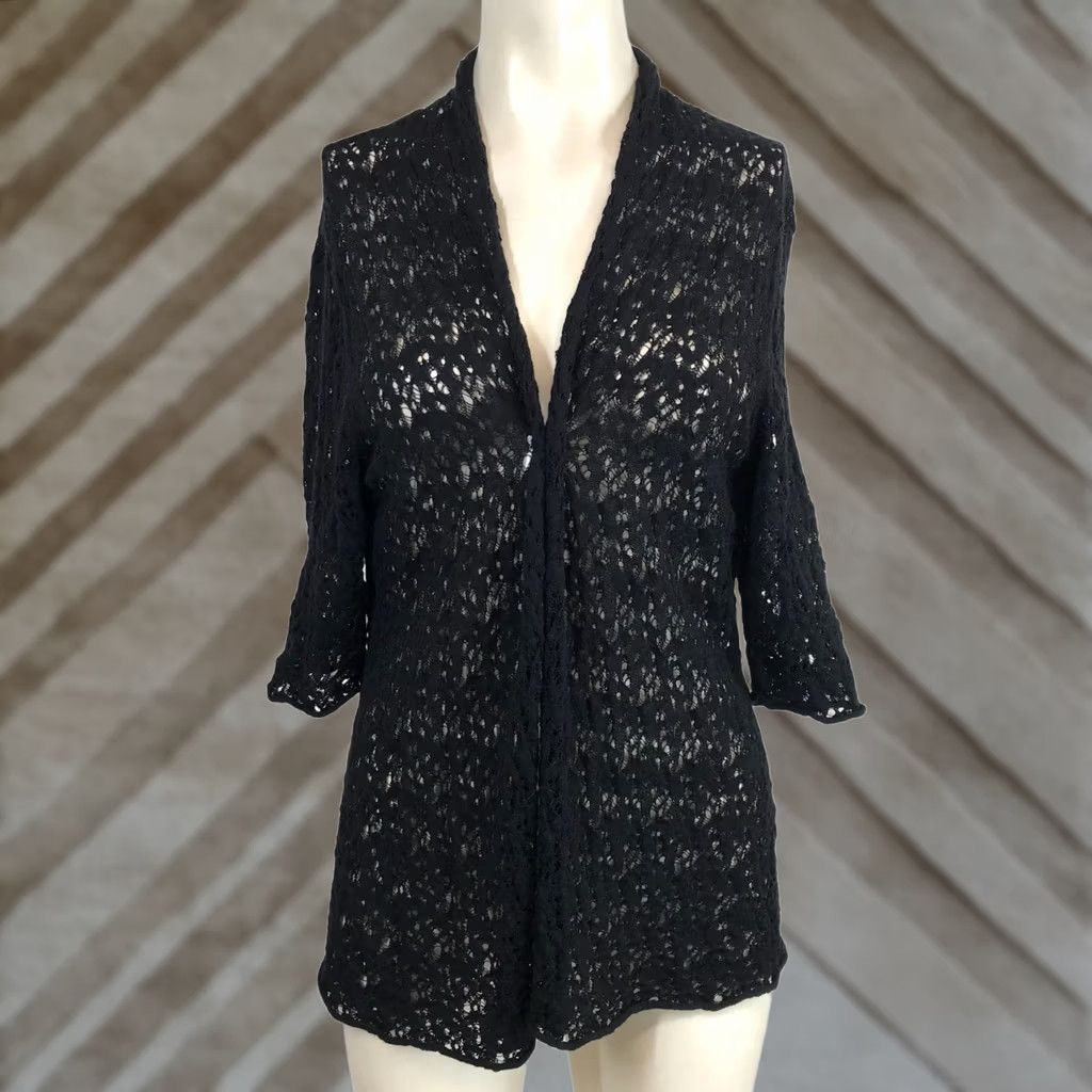 Eileen Fisher EILEEN FISHER - WOMEN'S LARGE BLACK SWEATER - CARDIGAN - 100% WOOL Size L / US 10 / IT 46 - 1 Thumbnail