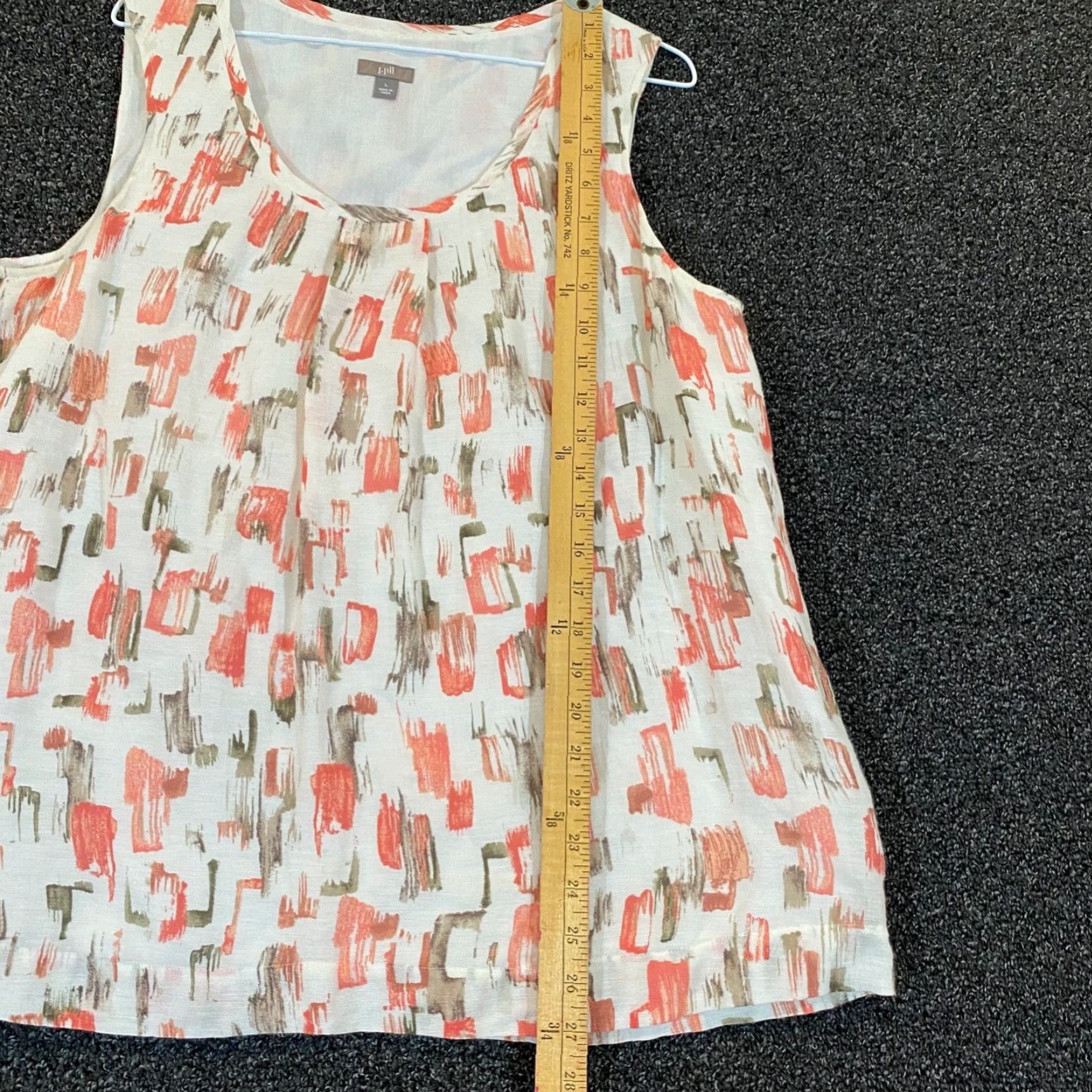 J. Jill J. Jill Tank Top Womens L Silk Linen Blend White Red Sleeveless Blouse Casual Workwear Size L / US 10 / IT 46 - 3 Thumbnail