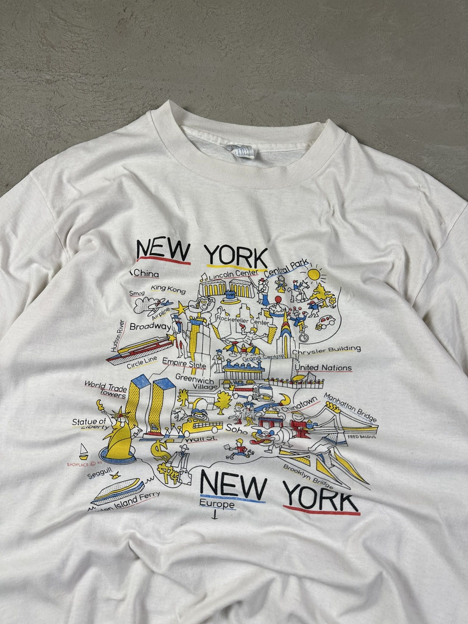 Hanes 80s Vintage New York City Map Graphic Singlestitch T-shirt Size US L / EU 52-54 / 3 - 8 Thumbnail