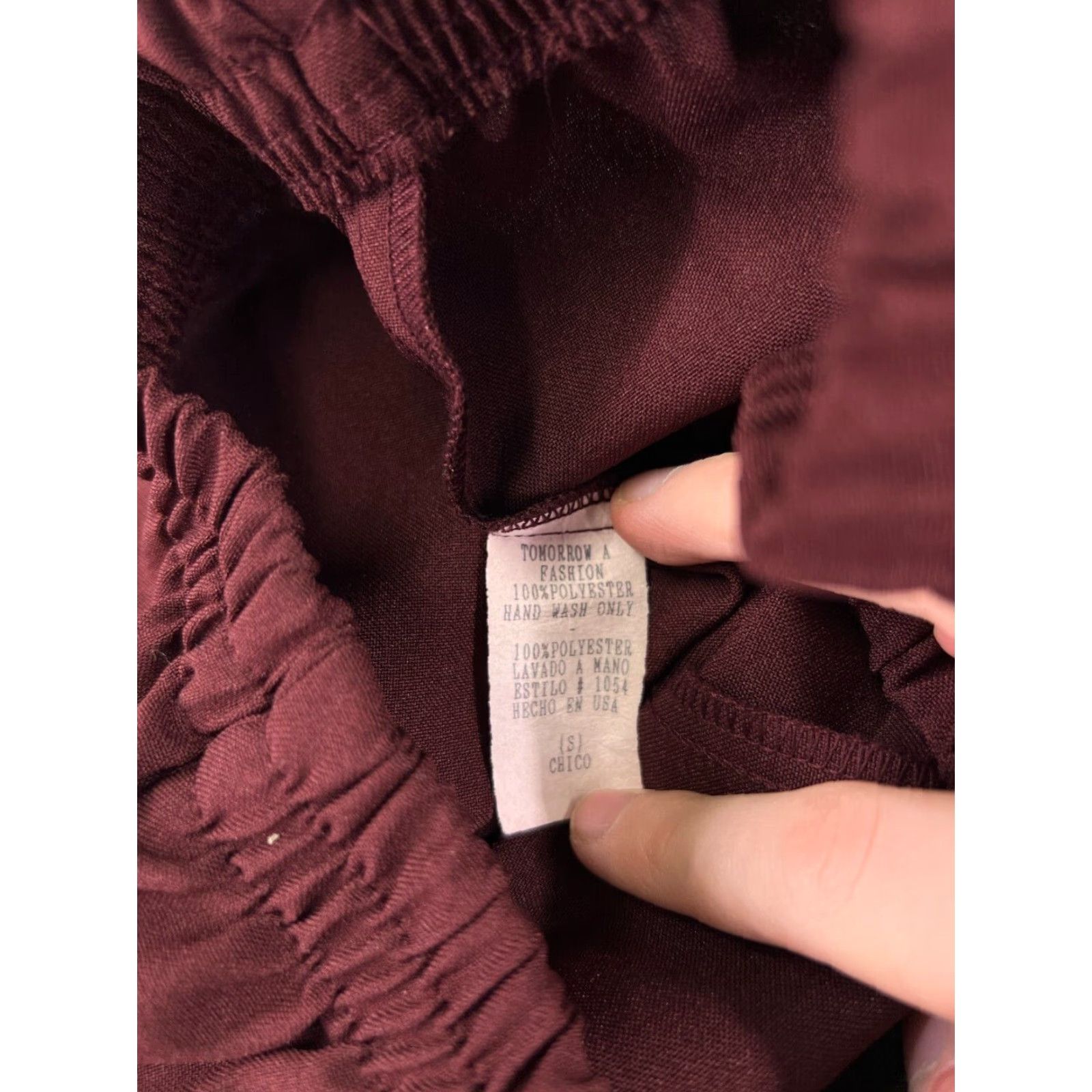 Vintage Tomorrow A Fashion Pants Women's S Red Pull On 100% Polyester Straight USA Chino Classic Casual Womens Size 28" / US 6 / IT 42 - 3 Thumbnail