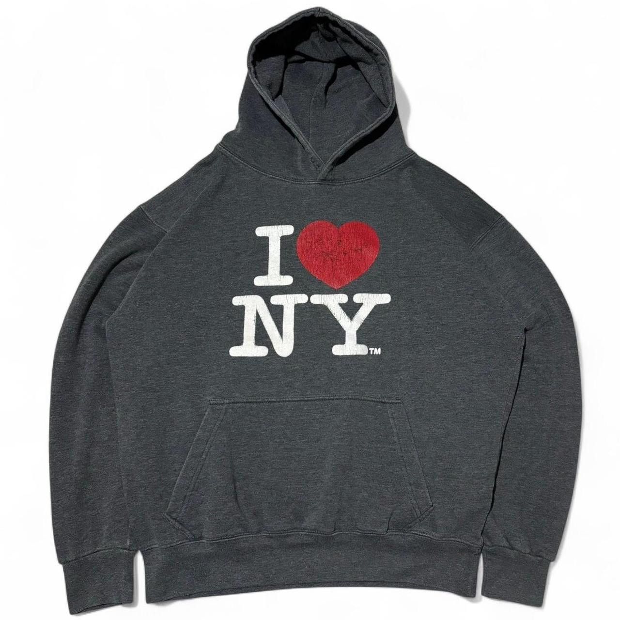 I Love NY × Vintage Vintage 00s I Love NY Grey Boxy Hoodie Size US M / EU 48-50 / 2 - 1 Thumbnail