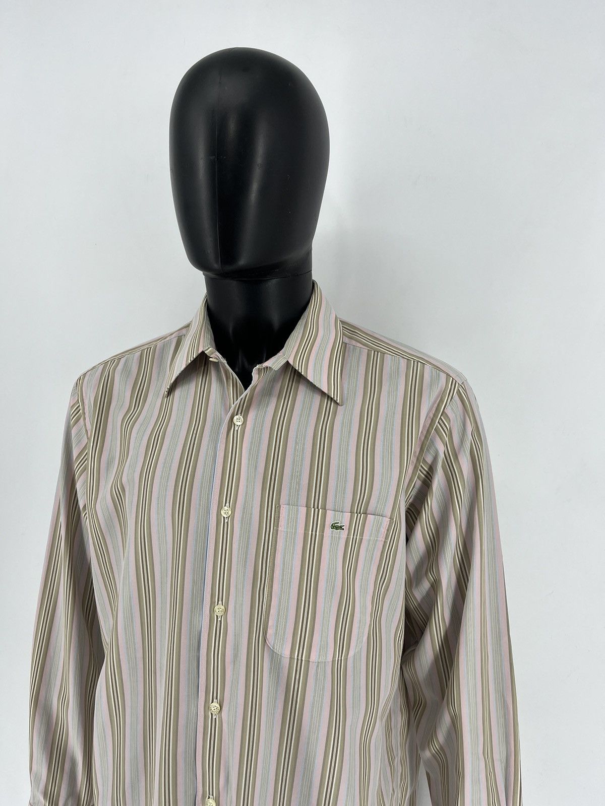 Lacoste × Vintage Lacoste Long Sleeve Button Down Shirt Blue Stiped Collared Size US XL / EU 56 / 4 - 4 Thumbnail