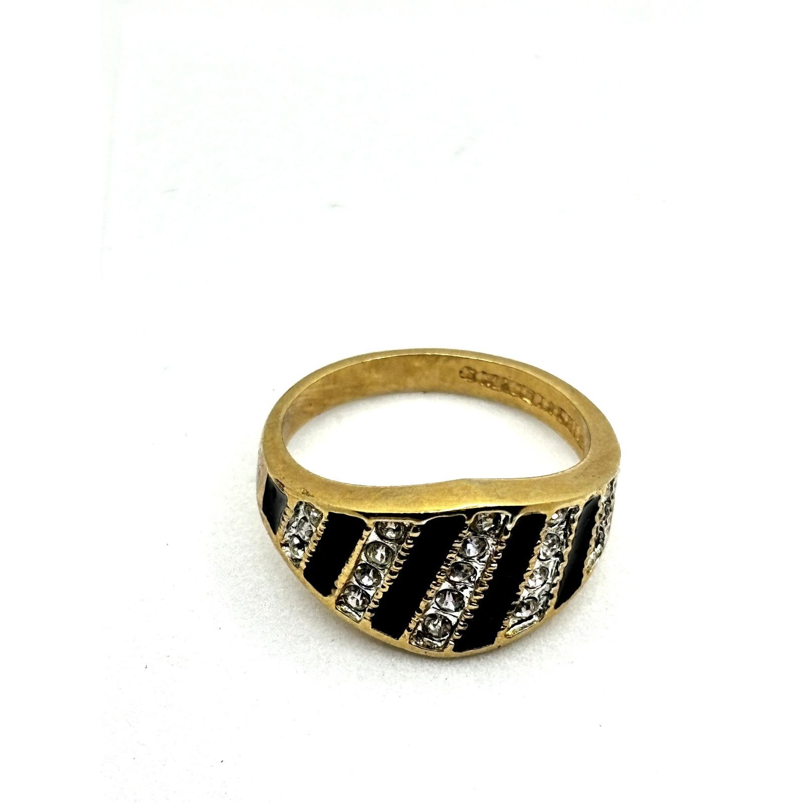 Other FASHION RING Unisex Gold Tone Black Pave Band Sz 8 Size ONE SIZE - 2 Thumbnail