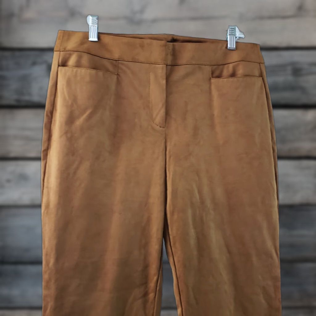 Loft LOFT Ann Taylor Womens Faux Suede Pants Size 8 Brown Mid Rise Inseam 27" Regular Size 30" / US 8 / IT 44 - 1 Thumbnail