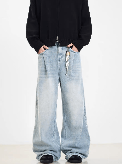 Japanese Brand Vintage washed blue loose straight casual jeans y2k Size US 32 / EU 48 - 1 Thumbnail