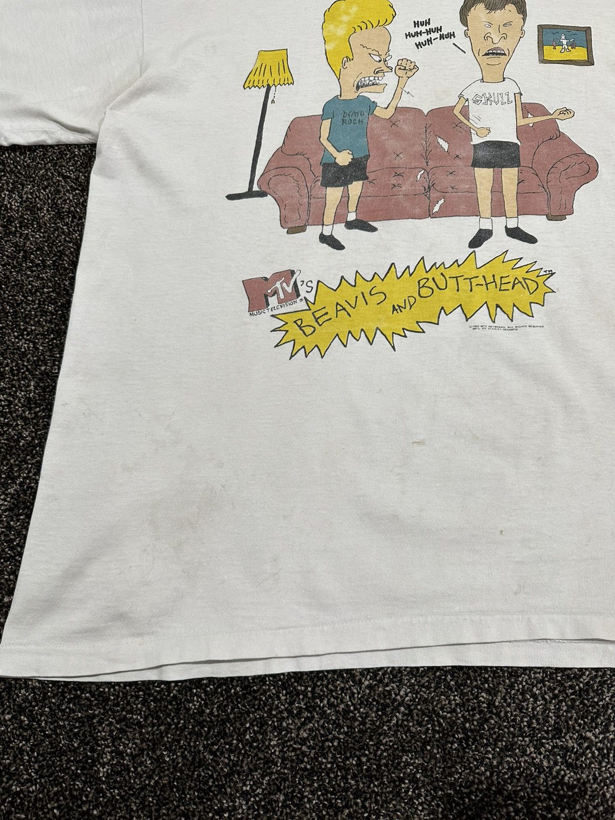 Cartoon Network Vintage Beavus and Butthead Huh Huh 1993 MTV White T-Shirt Size US XL / EU 56 / 4 - 5 Thumbnail