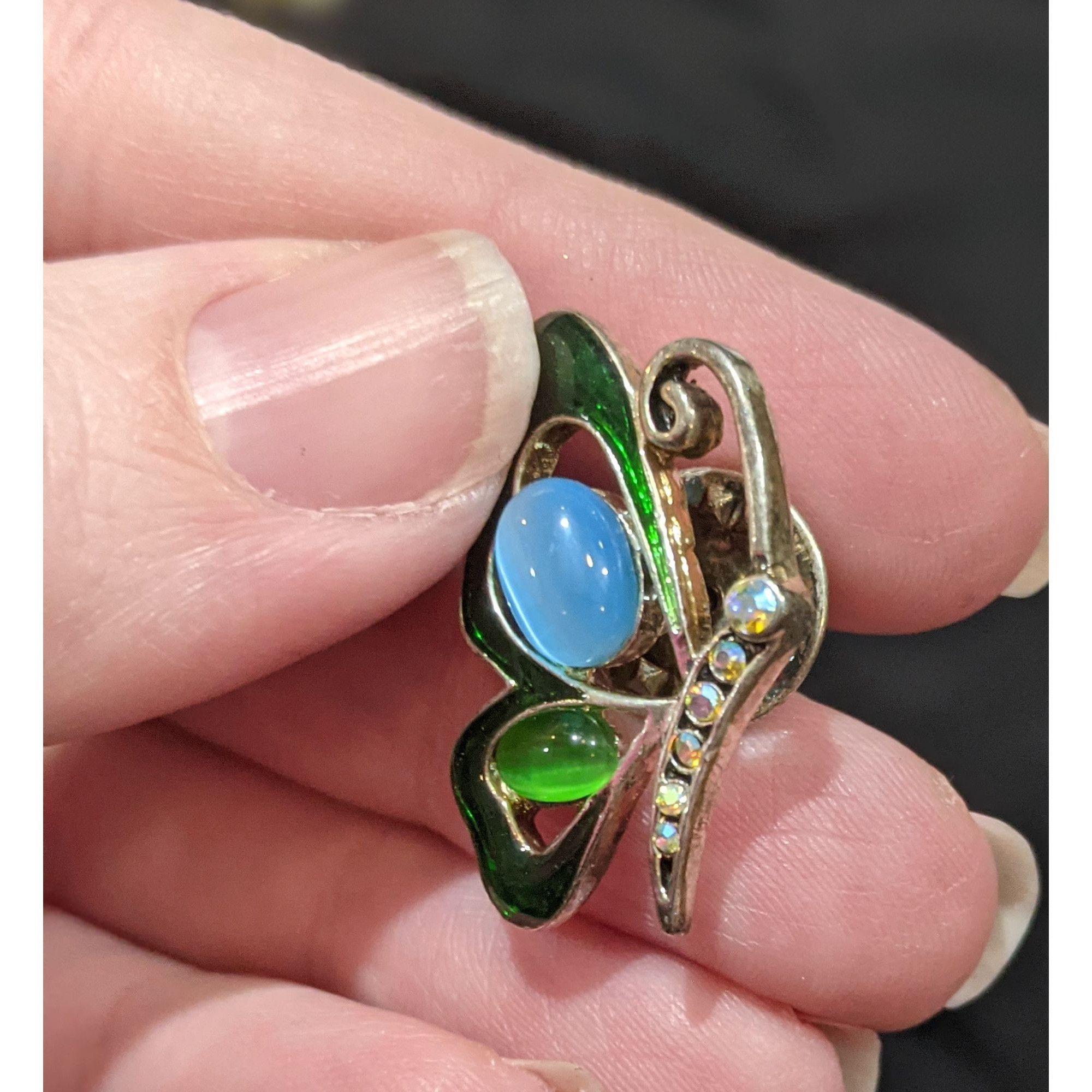 Other Green And Blue Gemmed Rhinestone Butterfly Pin Size ONE SIZE - 6 Thumbnail