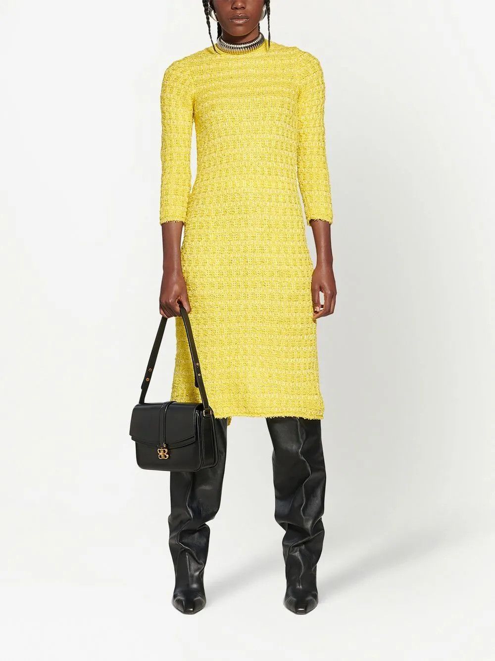 Balenciaga o1y0625 Midi Dress in Yellow Size XS / US 0-2 / IT 36-38 - 5 Thumbnail