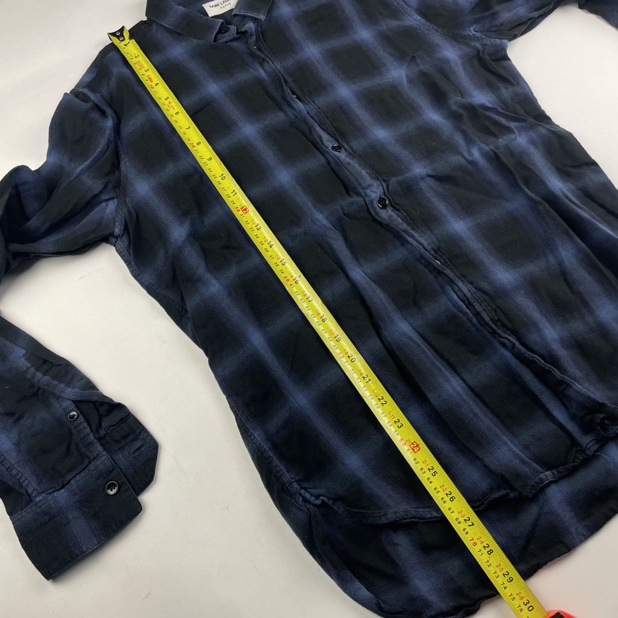 Saint Laurent Paris Saint Laurent Paris Hedi Silmane Blue Shadow Plaid Shirt 40 Size US M / EU 48-50 / 2 - 14 Thumbnail
