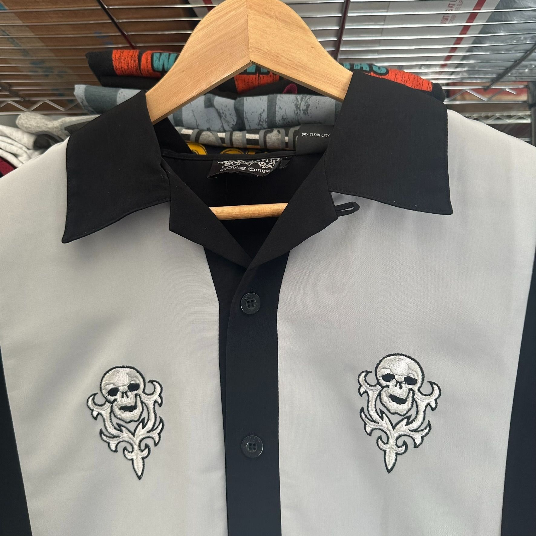 Dragonfly Vintage Y2K Dragonfly Skulls Bowling Shirt Grunge Goth Skate Size US L / EU 52-54 / 3 - 2 Thumbnail