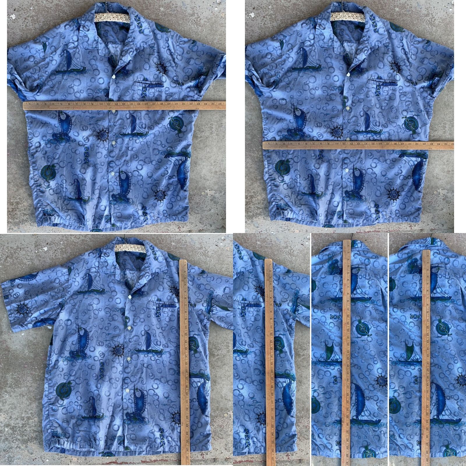 ALOHAS VINTAGE Tropicana Hawaiian Shirt Short Sleeve L Blue Loop Collar Aloha Tiki Made In Honolulu Hawaii Tropicana Look: Sportswear/Beach Size US L / EU 52-54 / 3 - 11 Thumbnail