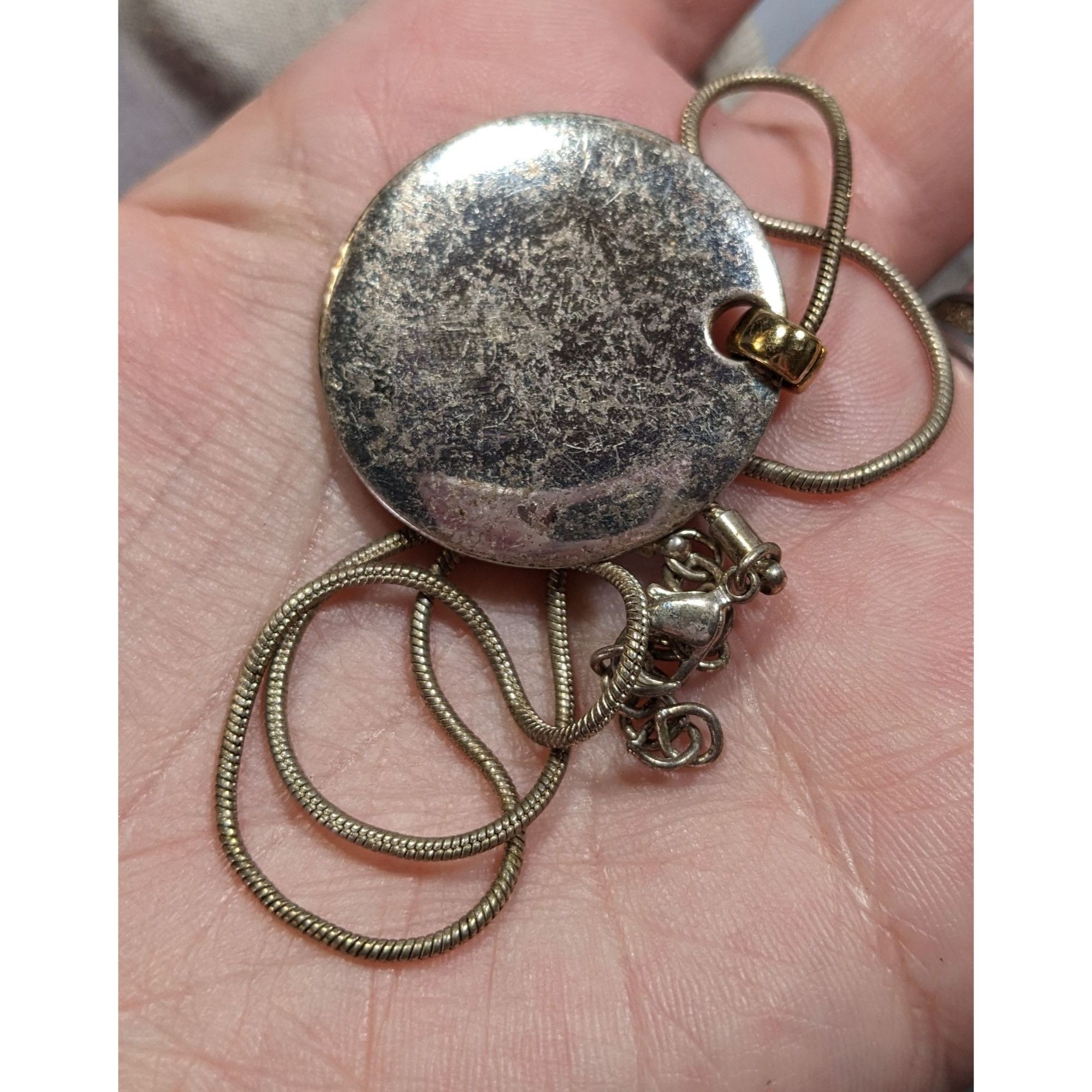 Other Modern Medallion Silver Tone Pendant Necklace With AK Engrav Size ONE SIZE - 6 Thumbnail