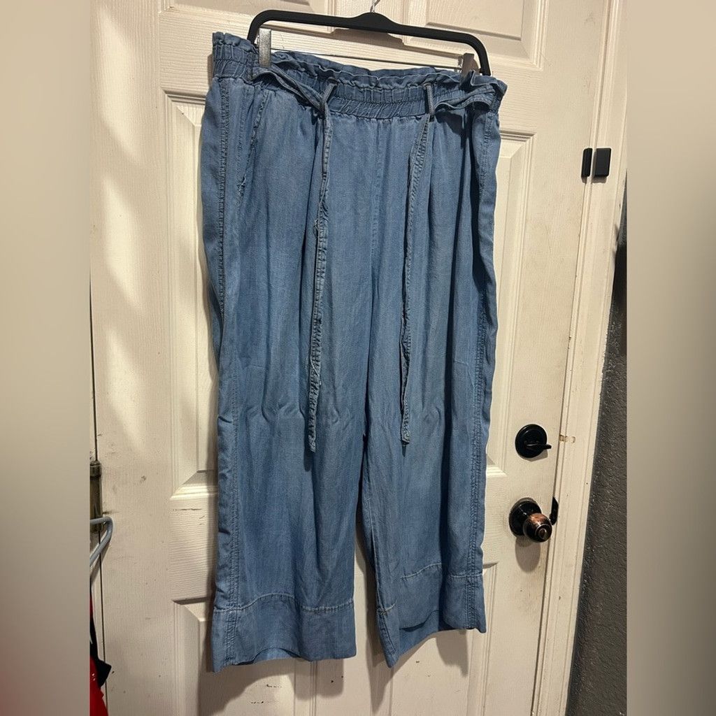 Philosophy di Lorenzo Serafini Philosophy blue wide leg jeans with tie waist Size: 1X Size 42" / US 20 - 1 Thumbnail