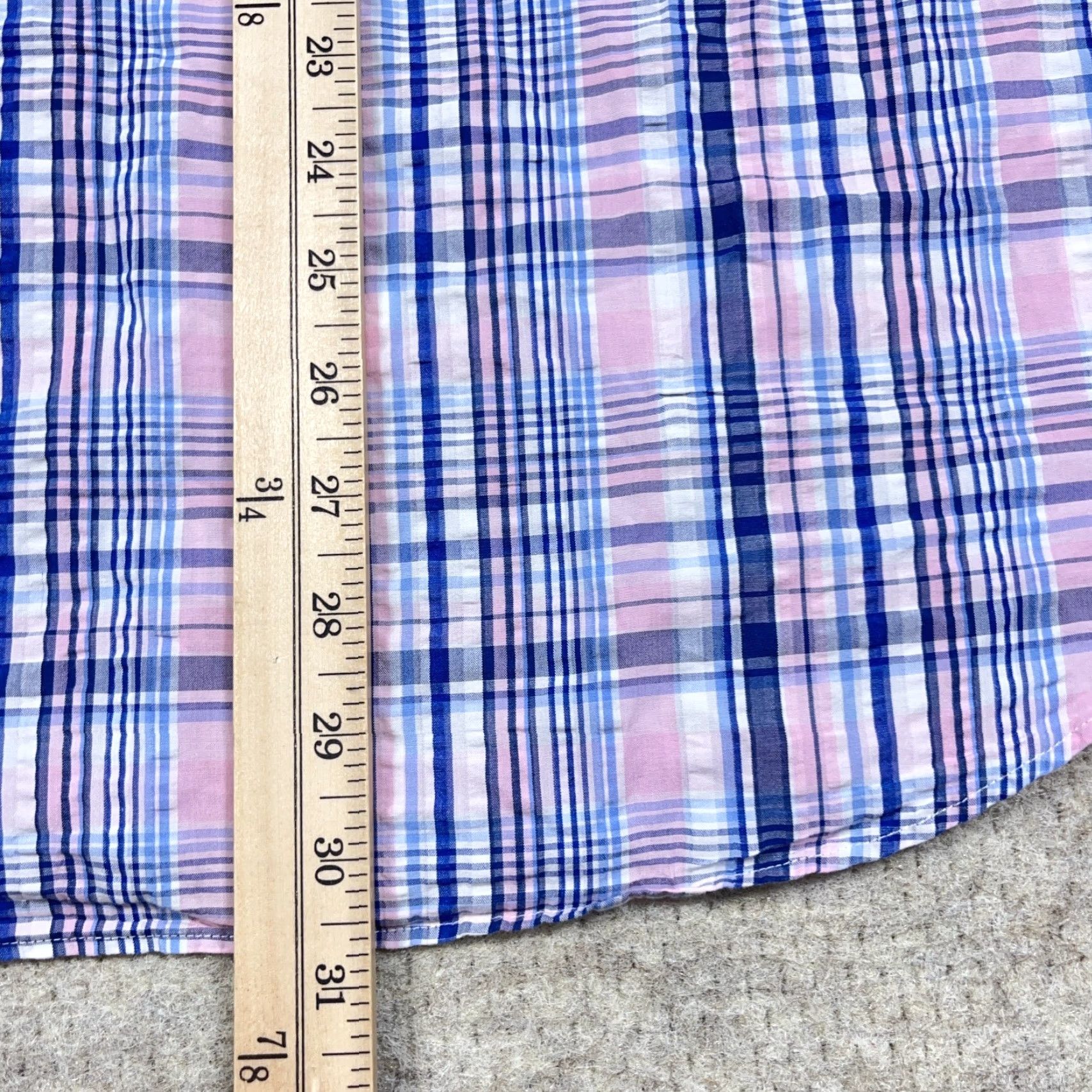 Ralph Lauren Ralph Lauren Shirt Men L Pink Blue Button-Up Seersucker Plaid Camp Cardigan? Size US L / EU 52-54 / 3 - 7 Thumbnail