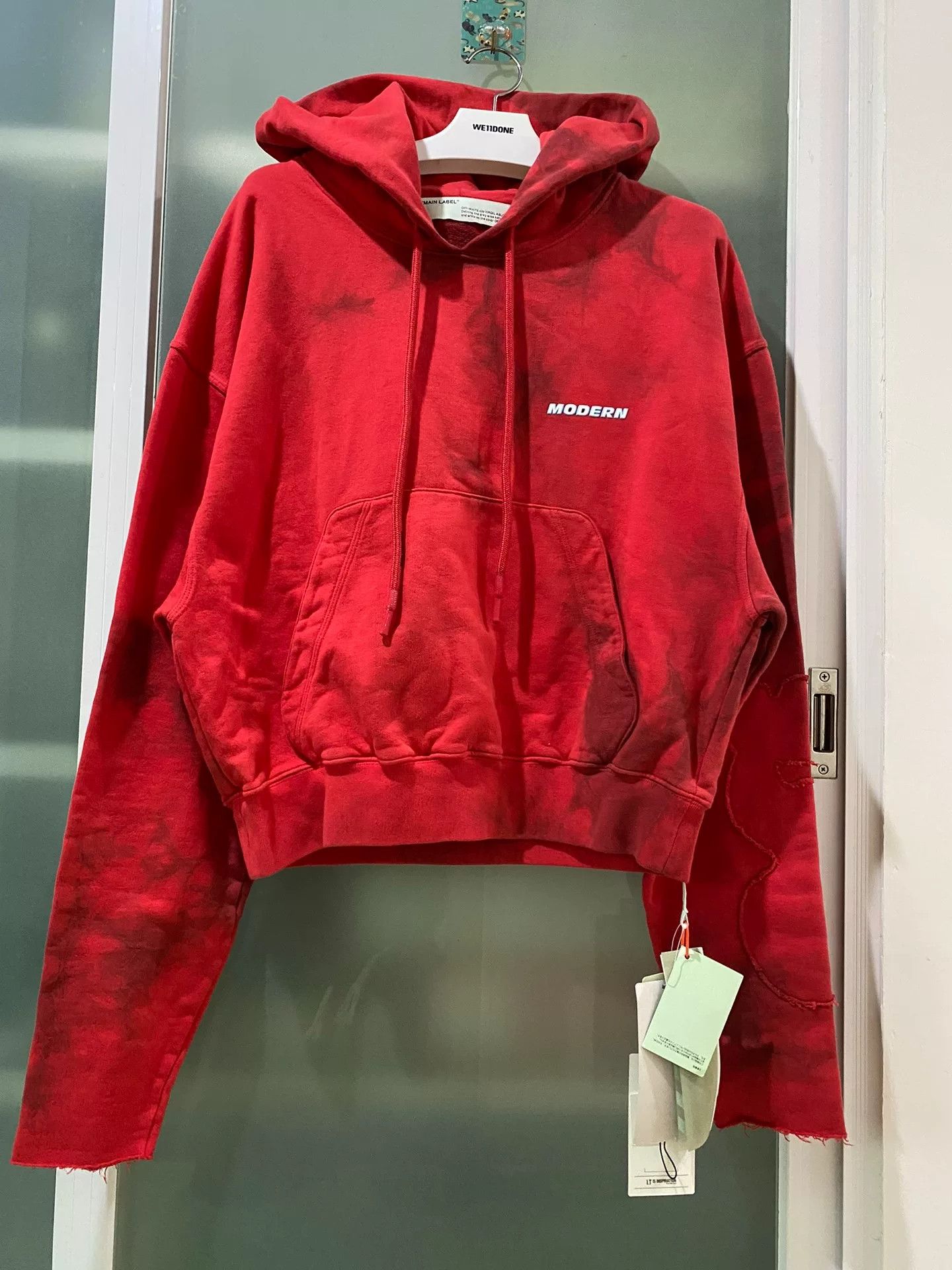 Off-White red tie-dye hooded sweatshirt with tags Size US S / EU 44-46 / 1 - 1 Thumbnail