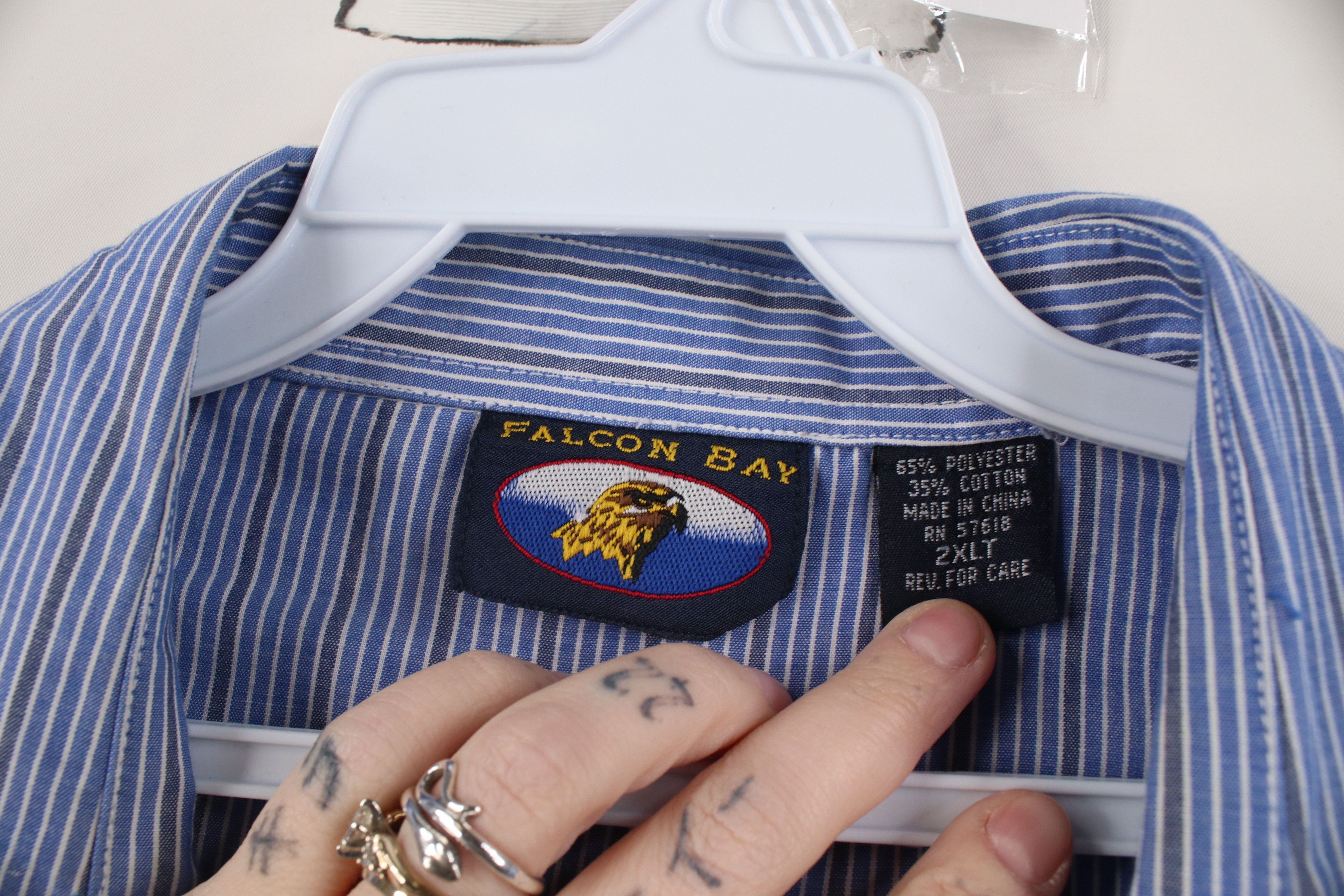 Vintage Vintage 90s Streetwear Striped Pearl Snap Button Shirt Blue Size US XXL / EU 58 / 5 - 8 Thumbnail